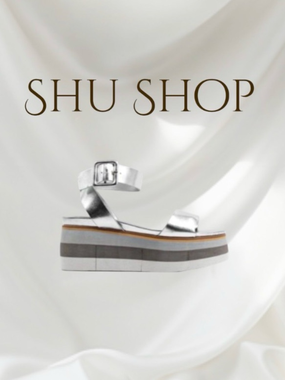 ShuShop JENNIFER silver platform sandals women’s shoes size 10